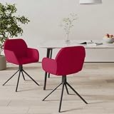 CongVVFV Esszimmerstühle 2 STK. Drehbar Weinrot Samt Armlehnstühle mit Metallrahmen und 360-Grad-Drehfunktion für Wohnzimmer Essbereich