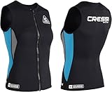 CRESSI Women's Guardian Neoprene Zipper Vest 2mm Doppelt Gefütterte Neoprenweste mit Reißverschluss, Schwarz/Aquamarin, L/4