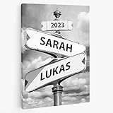 DecoMe Personalisiertes Bild | Individuelle Wandbilder mit Namen bis 2 Personen | Geschenk für Eltern Freundin Partner Frau Hochzeit Geburtstag | Kundstdruck (40x60cm) B