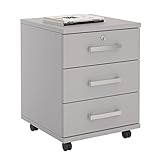 Rollcontainer Bürocontainer Büroschrank VANCOUVER, in lichtgrau, abschließbar mit 3 Schubladen, 44 x 58 x 45 cm