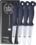 Edelbach Solingen | Küchenmesser Set | Deutsch | Ultrascharf | kleine Messer, Messer Set, Obstmesser, Gemüsemesser, Schäler, Sparschäler, Schälmesser, Solingen Messer (4er 'Perfect' gerade 3')