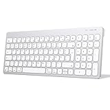 OMOTON Bluetooth Kabellos Tastatur für Mac OS(MacBook Air/Pro/iMac/Pro), Leise-Tastatur Ultraslim, KB155 Tastatur Mac, QWERTZ Deutsche Wireless Keyboard, Silber