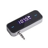 TechKen Mini Drahtlos FM Transmitter Sender UKW Handy Wireless Auto AUX-Adapter mit Integriertem Aux Port Auto Radio Audio Transmitter Empfänger Handy Autoradio Transmitter
