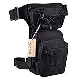 HUNTVP® Taktisch Beintasche Militär Beinbeutel MOLLE Hüfttasche Sport Tactical Leg Bag Armee Beintaschen Wasserdicht Gürteltasche Werkzeugtasche Tasche für Bein Herren Damen Motorrad, Typ-2-Schwarz