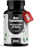 Bor Hochdosiert - 450 Tabletten mit 4mg Bor aus Borax (Natrium Borat) - Boron Tabletten - vegan und produziert in Deutschland - Verpackung kann variieren