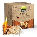 Heumüller Holzwolle Premium Holzwolle-Anzünder 10 kg (ca. 800 Stück) | Öko-Anzünder aus Holzwolle & Wachs | Lange Brenndauer & geruchsneutral | Ideal für Kamin, Grill & Feuerstellen