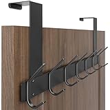Honsky Türgarderobe, Klappbar Türhakenleiste zum Einhängen mit 14 Hanken, Türhaken innenseite, Kleiderhaken Tür, Solide Türhaken zum Einhängen,Schwarz, (Türfalzstärken4,5/4/3,5cm)