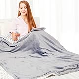 Heizdecke mit Abschaltautomatik, 130x160cm, 10 Heizstufen Up-to-9 Stunden Auto-Off-Timer Überhitzungsschutz, Elektrische Wärmedecke Bett Decke ETL-Zertifiziert für Home & Office Flanell Waschbar, Grau
