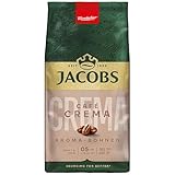 Jacobs Café Crema Aroma Bohnen 500g – Sanft & Fein, Nussig, Arabica & Robusta Bohnen, Intensität 5/10, ideal für milden Kaffee