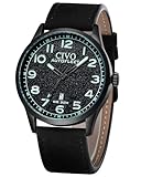 CIVO Uhren Herren Militär Quarzuhr: Klassisch Armbanduhr Herren Datum Leuchtend Analog Schwarz Lederarmband - Geschenke für Männer