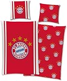 FC Bayern München Bettwäsche Mia San Mia 135 x 200 cm + 80 x 80 cm 100% Baumwolle Renforcé-Linon-Qualität Rekord-Meister Berni Alianz Arena Fußball FCB deutsche Größe mit Reißverschluss