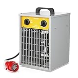 DAHTEC Elektroheizer Heizlüfter Große Räume Bauheizer 5000 Watt Elektro Heizstrahler mit Thermostat Elektrisch Heizgerät mit 3 Heizstufen Heizgebläse für Garage, Baustelle