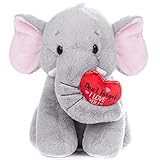 My OLi 20 cm Plüsch-Elefant, Kuscheltier weicher Elefant mit rotem Herz, Plüschspielzeug für Babys, Kinder, Jungen, Mädchen, Liebhaber, tolles Bett, Kinderzimmer, Raumdekoration, Hochzeit