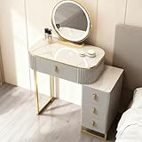 JPQTRYDRIS 60/70 cm Schminktisch Mit Spiegel, Eleganter Frisierkommode Kosmetiktisch Makeup Tisch Mit Schubladen Für Schminkzimmer, Schlafzimmer(70cm)