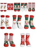 Becellen 5 Paar Weihnachts Socken Kinder, Weihnachten Socken Winter Weich Söckchen Atmungsaktiv Sneaker Kindersocken für Jungen und Mädchen