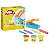 Play-Doh Knetwerk Starter Set, 3 x 56 g Dosen bunter Knetmasse, 2 Accessoires und Förmchenmaschine, Bastel-Set zum Formen und Entdecken, kreatives für Kinder ab 3 Jahren
