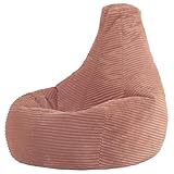 Icon Dalton Sitzsack Kinder, Rosa, Flauschiger Cord Stoff, Sitzsack Cord mit Füllung, Bequemer Kinder Gaming Sessel, Kuschelsessel, Lese Sessel, Schlafzimmer, Kinderzimmer, Spielzimmer