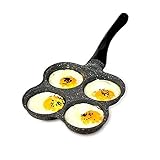 Hapivida Pfannkuchenpfanne, Spiegelei Burger Pfanne mit Griff, 4 Eier Pancake Spiegelei Pfannkuchenpfanne Antihaftbeschichtet Pfanne 14,4X 7,7 x 1 Zoll