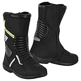 Vaster Moto Herren-Motorradstiefel Adventure- und Tourenstiefel, wasserdicht, verstärkte rutschfeste Gummisohle, Knöchel- und Fersenschutz (Schwarz, EU Schuhgrößensystem, Erwachsene, Numerisch, M, 47)