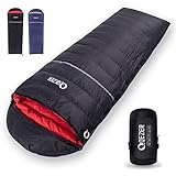 QEZER Schlafsack Winter Outdoor bis -18C° Leichter Warmer Daunenschlafsack mit 620FP Premium Daunen für Camping, Wandern und Trekking Outdoor (Schwarz)