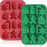 Silikon Schokolade Form Weihnachten 2 Stück Set – 3D Backform mit Schneeflocken, Schneemann, Weihnachtsbaum, Lebkuchenmann – BPA-freie Silikon Süßigkeitenform für Pralinen, Seife, Mini-Kuche