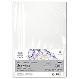 Winsor & Newton 6690001 Bogen Zeichenpapier - 100 Blatt A4, 150g/m², feine Körnung, natürliches Weiß, säurefrei in archivierbarer Qualität, Alterungsbeständig für Fineliner, Tusche, Buntstift