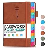 hi!SCI Kleines Passwortbuch mit bunten alphabetischen Registern, Hardcover-Passwort-Logbuch für Internet-Passwort und Website-Adresse, 14 x 21 cm, Passwort-Notizbuch für Home Office (Sienna)