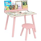 AIYAPLAY Set Kindertisch und -stuhl Kindertisch mit Stuhl mit Buchhalter Bärenmotive für Kinder 3-8 Jahre für Schlafzimmer, Wohnzimmer, Klassenzimmer, rosa