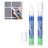 MOLZINY 2 Stück Fugenstift Weiß Fugenfarbe Wasserdicht Reparaturstift Fliesenstift Reparatur Stift für Badezimmerfliesen Küche Bodenbelag Balkon Korridor