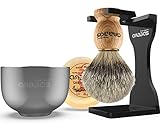Anbbas Rasierset männer mit schale Luxus Herren Geschenk Set Rasierpinsel Dachshaar Silberspitz mit Pinselhalte