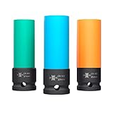 Kraft-Schoneinsätze 3tlg für Alu-Felgen 17mm 19mm 21mm für Schlagschrauber I Kraft-Steckschlüssel-Satz I Schonnüsse I Impact Socket I 0,5 Zoll I im Werkzeugkoffer von WIESEMANN 1893 I 80058
