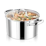 Joyfair 20cm Kochtopf, 3-Lagiger Boden Edelstahl Topf mit Glasdeckel, Suppentopf Induktion für alle Herdarten, 3,7L Fleischtopf für Nudeln/Suppe/Eintöpfe, Gesund & Spülmaschinenfest
