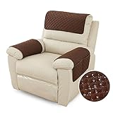 FANSU Sesselschoner Für Relaxsessel Mit Armlehnen, Sesselbezug Mit Taschen Für Fernsehsessel, Wasserdicht & rutschfest Möbelschutz für Sofa, Stuhl (1 Sitzer,Braun)