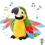 Sunshine smile Elektrische Sprechender Papagei Spielzeug,Lustiges Sprechender Papagei,Nachsprechendes Plüschvogel,Talking Parrot Plüsch Spielzeug,Papagei Vogel Plüschtier mit Wiedergabefunktion