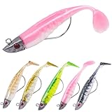 HOTUT Gummifische Set, 5 Stücke Angelköder mit Jigkopf, Gummiköder für Forelle Zander Barsch, Kunstköder Angelausrüstung, Kunstköder Hechtt Köder, Süß & Salzwasser, Männer Angelgeschenke