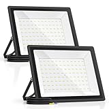 Viuisie 100W LED Strahler Außen, 11000LM, 6500K, IP66 Wasserdicht, Kaltweiß Flutlicht, Superheller Scheinwerfer, Ideal für Courtyards, Garten, Construction Sites und Parking Lots (100W2P)