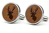 Pet-Jos Manschettenknöpfe Herren Holz Hirsch - manschettenknöpfe hochzeit Paar Manschettenknöpfe aus Natürlichem Holz