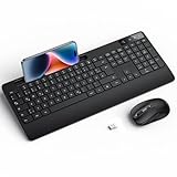 Tastatur Maus Set Kabellos - OMOTON Ergonomische Kabellos Tastatur QWERTZ Deutsche Mit Handgelenkauflage, Funk Tastatur Leise 2.4G USB Wireless Keyboard and Mouse Set für PC/Windows- Schwarz