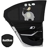 Asstikoo Auto Sonnenschutz Baby, Universal Sonnenschutz Auto Dehnbar, Auto Sonnenblende Kinder mit UV-Schutz Seitenfenster Meshmaterial Schützt Mitfahrer Haustiere im Rücksitz, 2 Stück (L-90 * 60cm)