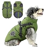 Savlot Hundejacke Winterweste Jacken Hundemantel Hundepullover Haustier Skifahren Kostüm Ärmellose Baumwolle Gepolsterte Weste Mit Brustgurt Gurt - Grün, L