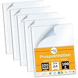 perfect line – 100 Prospekthüllen A4, seitlich & oben offen (Typ L) - extra stark, säurefrei, dokumentenecht, Klarsichthüllen reißfest, Made in EU