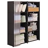 Tragbarer Kleiderschrank, Faltschrank mit 8 Fächern, staubdichter modularer Schrank, Kleideraufbewahrung, platzsparender Schrank für Schlafzimmer und Wohnzimmer