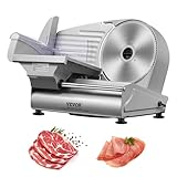 VEVOR Heimgebrauch Fleisch Allesschneider 180 W, 80–120 U/min Elektrische Aufschnittmaschine Lebensmittelschneider mit SUS420 Klingen, 0–15 mm Einstellbare Dicke für Fleisch, Käse usw.