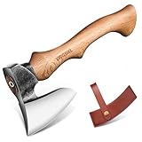 DRGSKL Beil Axt Outdoor mit Scheide, 36.5cm Camping Axt aus Kohlenstoffstahl, Spaltaxt mit ergonomischem Eschenholzgriff, axt Holz spalten für Camping, Outdoor-Einsatz, Garten