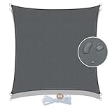 COOL AREA Sonnensegel Wasserdicht Quadratisch 2.5x2.5m Sonnenschutz UV Schutz Windschutz,Geeignet für Außenbereiche wie Garten und Balkone,Terrasse, Grau