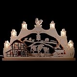 Erzgebirge Palast Saico 3D-Schwibbogen Bauernhof - 52x30 cm