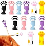 12 Stück Maschenstopper für Stricknadeln Schutz Nadelspitzenschutz Katzenpfoten Punktschutz Niedliche Stricknadel Stopper aus Weichem Silikon Stricknadelkappen für Häkeln Stricken DIY Zubehör
