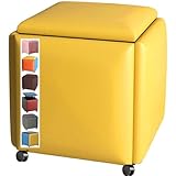 Stapelbarer Ottoman-Fußhocker Stuhl, 5-in-1 gepolsterter Sitzwürfel mit Rollen, vielseitige Fußstütze und Schuhbank