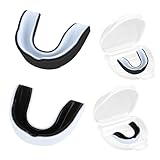 UKOFEW Sport Zahnschutz,2 Stück Sport Mundschutz,Mundschutz Boxen,mit Tragbar Hygienebox,für Rugby, Boxen, Kampfsport, Hockey, MMA, Taekwondo und Mehr, Erwachsene (Schwarz Weiß)