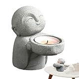 Buddha-Figur aus Harz – Mini-Statue, Mönchs-Büro-Dekoration, minimalistischer Kerzenhalter, Windlicht, Sammlerdekoration | Wohnzimmer Schlafzimmer Büro Zen Meditation